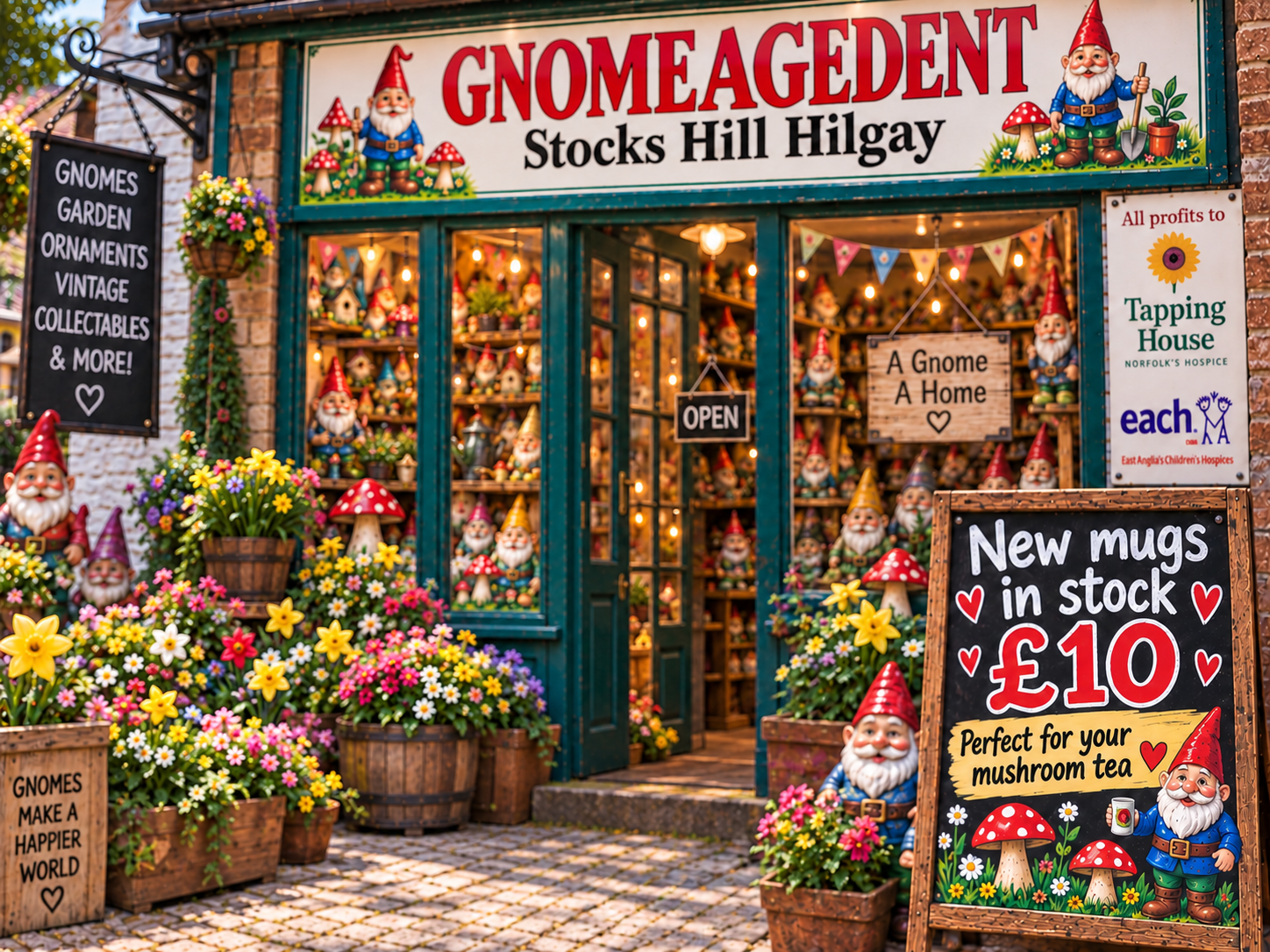 The colourful Gnomeagedent shop on Stocks Hill in Hilgay